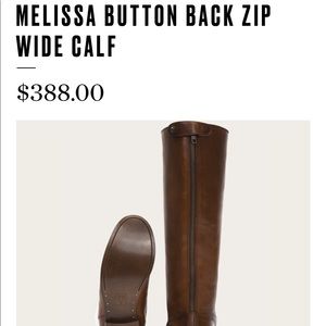 COPY - EUC FRYE MELISSA BUTTON BACK ZIP WIDE CALF 6.5